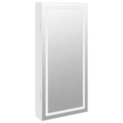 vidaXL Mirror Jewellery Cabinet Mirror Armoire with LED Lights Wall Mounted - white