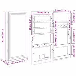 vidaXL Mirror Jewellery Cabinet Mirror Armoire with LED Lights Wall Mounted - white - Additional view 3