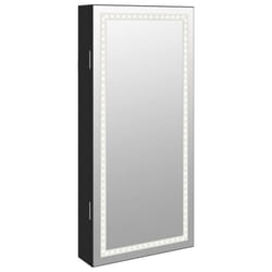 vidaXL Mirror Jewellery Cabinet Mirror Armoire with LED Lights Wall Mounted - black