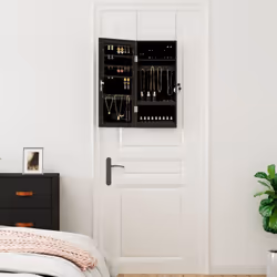 vidaXL Mirror Jewellery Cabinet Mirror Armoire with LED Lights Wall Mounted - black
