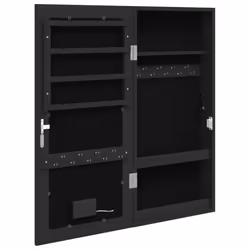 vidaXL Mirror Jewellery Cabinet Mirror Armoire with LED Lights Wall Mounted - black - Additional view 7