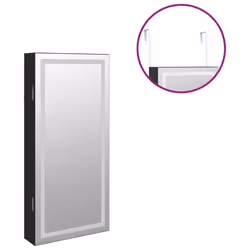 vidaXL Mirror Jewellery Cabinet Mirror Armoire with LED Lights Wall Mounted - black - Additional view 8