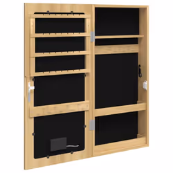 vidaXL Mirror Jewellery Cabinet Mirror Armoire with LED Lights Wall Mounted - brown - Additional view 7