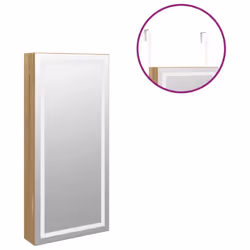 vidaXL Mirror Jewellery Cabinet Mirror Armoire with LED Lights Wall Mounted - brown - Additional view 8