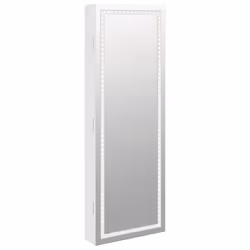 vidaXL Mirror Jewellery Cabinet Mirror Armoire with LED Lights Wall Mounted - white