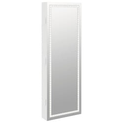 vidaXL Mirror Jewellery Cabinet Mirror Armoire with LED Lights Wall Mounted - white