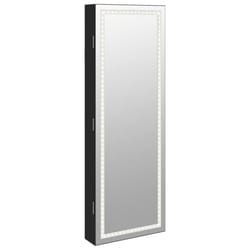 vidaXL Mirror Jewellery Cabinet Mirror Armoire with LED Lights Wall Mounted - black