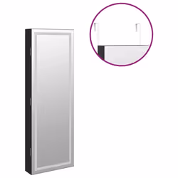 vidaXL Mirror Jewellery Cabinet Mirror Armoire with LED Lights Wall Mounted - black - Additional view 8