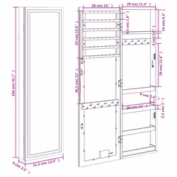 vidaXL Mirror Jewellery Cabinet with LED Lights Wall Mounted Jewellery Storage - white