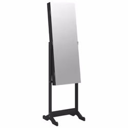 vidaXL Mirror Jewellery Cabinet Jewellery Organiser Cabinet Free Standing - black