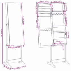 vidaXL Mirror Jewellery Cabinet Jewellery Organiser Cabinet Free Standing - black