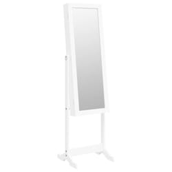 vidaXL Mirror Jewellery Cabinet with LED Lights Free Standing Mirror White - white