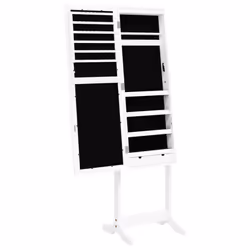 vidaXL Mirror Jewellery Cabinet with LED Lights Free Standing Mirror White - white - Additional view 6