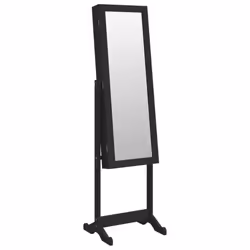 vidaXL Mirror Jewellery Cabinet with LED Lights Free Standing Mirror White - black