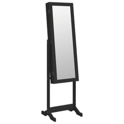 vidaXL Mirror Jewellery Cabinet with LED Lights Free Standing Mirror White - black