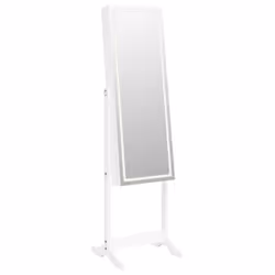 vidaXL Mirror Jewellery Cabinet Armoire with LED Lights Free Standing Mirror - white