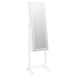 vidaXL Mirror Jewellery Cabinet Armoire with LED Lights Free Standing Mirror - white