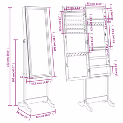 vidaXL Mirror Jewellery Cabinet Armoire with LED Lights Free Standing Mirror - white