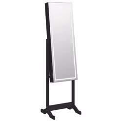 vidaXL Mirror Jewellery Cabinet Armoire with LED Lights Free Standing Mirror - black