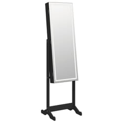 vidaXL Mirror Jewellery Cabinet Armoire with LED Lights Free Standing Mirror - black