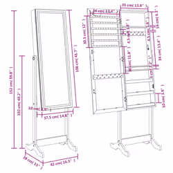 vidaXL Mirror Jewellery Cabinet Armoire with LED Lights Free Standing Mirror - black