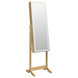 vidaXL Mirror Jewellery Cabinet Armoire with LED Lights Free Standing Mirror - brown