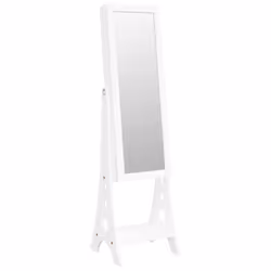 vidaXL Mirror Jewellery Cabinet with LED Lights Free Standing Mirror White - white