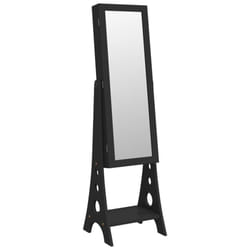 vidaXL Mirror Jewellery Cabinet with LED Lights Free Standing Mirror White - black