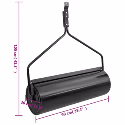 vidaXL Garden Lawn Roller Rolling Lawn Aerator Grass Roller Black 63 L Iron - without handle, 30 x 90 cm