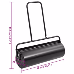 vidaXL Garden Lawn Roller Rolling Lawn Aerator Grass Roller Black 63 L Iron - with handle, 30 x 90 cm