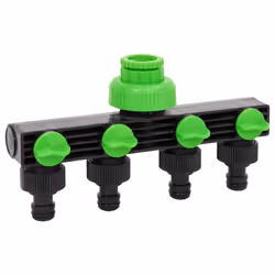 vidaXL 4-Way Tap Adaptor Hose Tap Adaptor Connector Green and Black ABS and PP