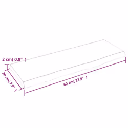 vidaXL Wall Shelf Wooden Floating Shelf Display Shelf Treated Solid Wood Oak - brown, 60 x 20 x 2 cm - Additional view 3