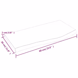 vidaXL Wall Shelf Wooden Floating Shelf Display Shelf Treated Solid Wood Oak - brown, 60 x 30 x 2 cm - Additional view 3