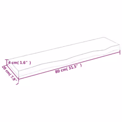 vidaXL Wall Shelf Wooden Floating Shelf Display Shelf Treated Solid Wood Oak - brown, 80 x 20 x 4 cm - Additional view 3