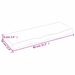 vidaXL Wall Shelf Wooden Floating Shelf Display Shelf Treated Solid Wood Oak - brown, 80 x 30 x 6 cm