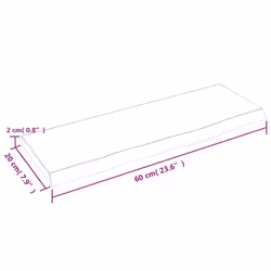 vidaXL Wall Shelf Wooden Floating Shelf Display Shelf Treated Solid Wood Oak - light brown, 60 x 20 x 2 cm - Additional view 3