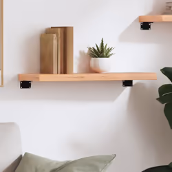 vidaXL Wall Shelf Wooden Floating Shelf Display Shelf Treated Solid Wood Oak - light brown, 60 x 20 x 4 cm - Additional view 2