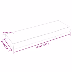 vidaXL Wall Shelf Wooden Floating Shelf Display Shelf Treated Solid Wood Oak - light brown, 60 x 20 x 4 cm - Additional view 3