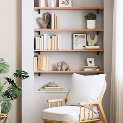 vidaXL Wall Shelf Wooden Floating Shelf Display Shelf Treated Solid Wood Oak - light brown, 80 x 20 x 2 cm - Additional view 3
