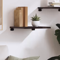 vidaXL Wall Shelf Wooden Floating Shelf Display Shelf Treated Solid Wood Oak - dark grey, 40 x 40 x 2 cm - Additional view 2