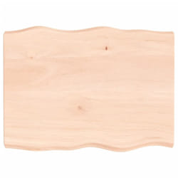 vidaXL Table Top Wooden Desk Top for Table Treated Solid Wood Oak Live Edge - brown, 80 x 60 x 6 cm