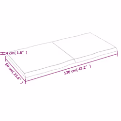 vidaXL Table Top Wooden Desk Top for Table Treated Solid Wood Oak Live Edge - light brown, 120 x 60 x 4 cm - Additional view 4