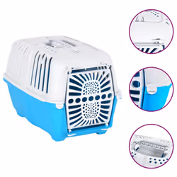 vidaXL Pet Carrier Cat Carrier Dog Carrier Crate White and Blue Polypropylene - 48 x 31.5 x 33 cm