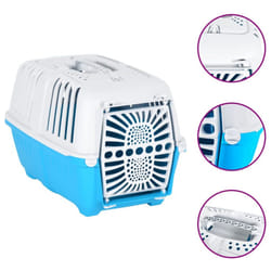 vidaXL Pet Carrier Cat Carrier Dog Carrier Crate White and Blue Polypropylene - 48 x 31.5 x 33 cm
