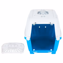 vidaXL Pet Carrier Cat Carrier Dog Carrier Crate White and Blue Polypropylene - 48 x 31.5 x 33 cm - Additional view 4