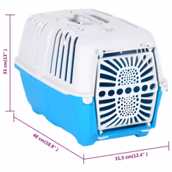 vidaXL Pet Carrier Cat Carrier Dog Carrier Crate White and Blue Polypropylene - 48 x 31.5 x 33 cm - Additional view 7