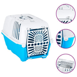 vidaXL Pet Carrier Cat Carrier Dog Carrier Crate White and Blue Polypropylene - 55 x 36 x 36 cm