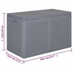 vidaXL Garden Storage Box Outdoor Storage Box Patio Chest Case Box PP Rattan - 180 L