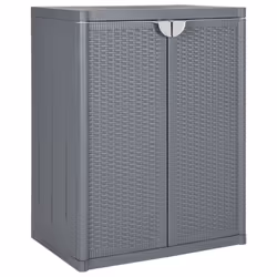 vidaXL Garden Storage Cabinet Outdoor Organiser Storage Cabinet PP Rattan - 2 shelves