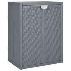 vidaXL Garden Storage Cabinet Outdoor Organiser Storage Cabinet PP Rattan - 2 shelves
